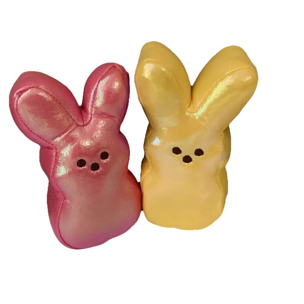 Peeps 6" Set Of 2 Shimmery Metallic Plush Bunnies. New With Tags.